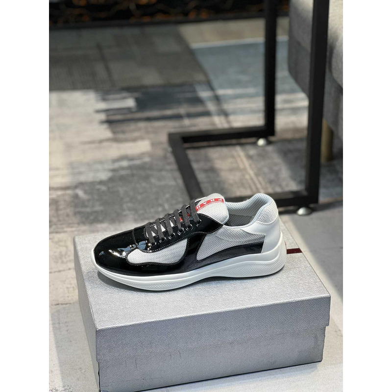 Pra*a americas cup patent leather and nylon sneakers