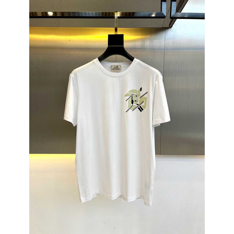 H**mes cotton printed t-shirt white