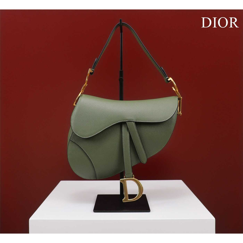 D*or saddle bag in cedar green grained calfskin