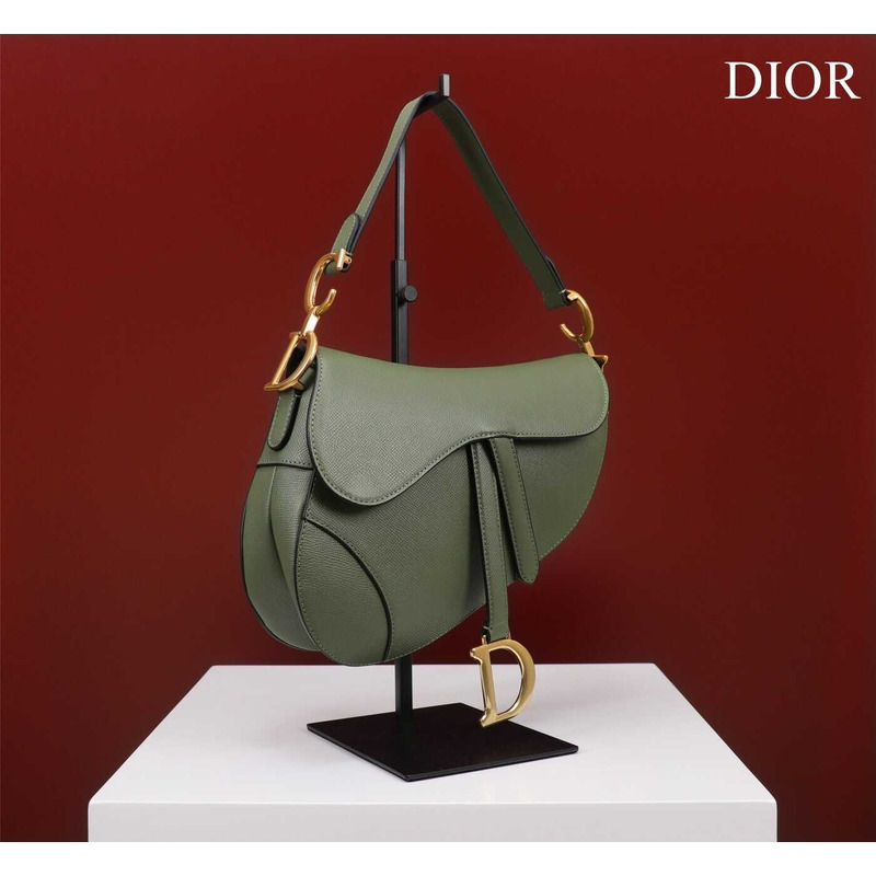 D*or saddle bag in cedar green grained calfskin