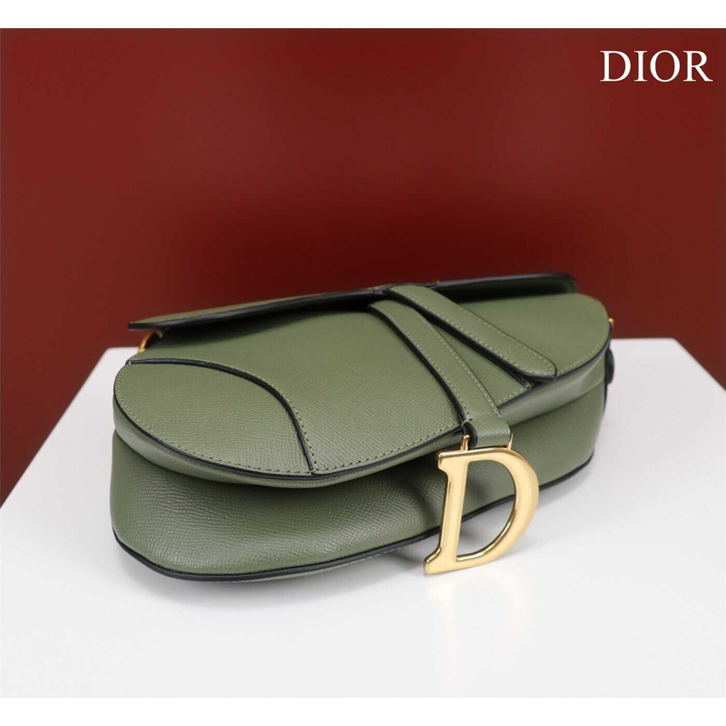 D*or saddle bag in cedar green grained calfskin