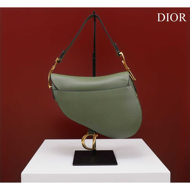 D*or saddle bag in cedar green grained calfskin