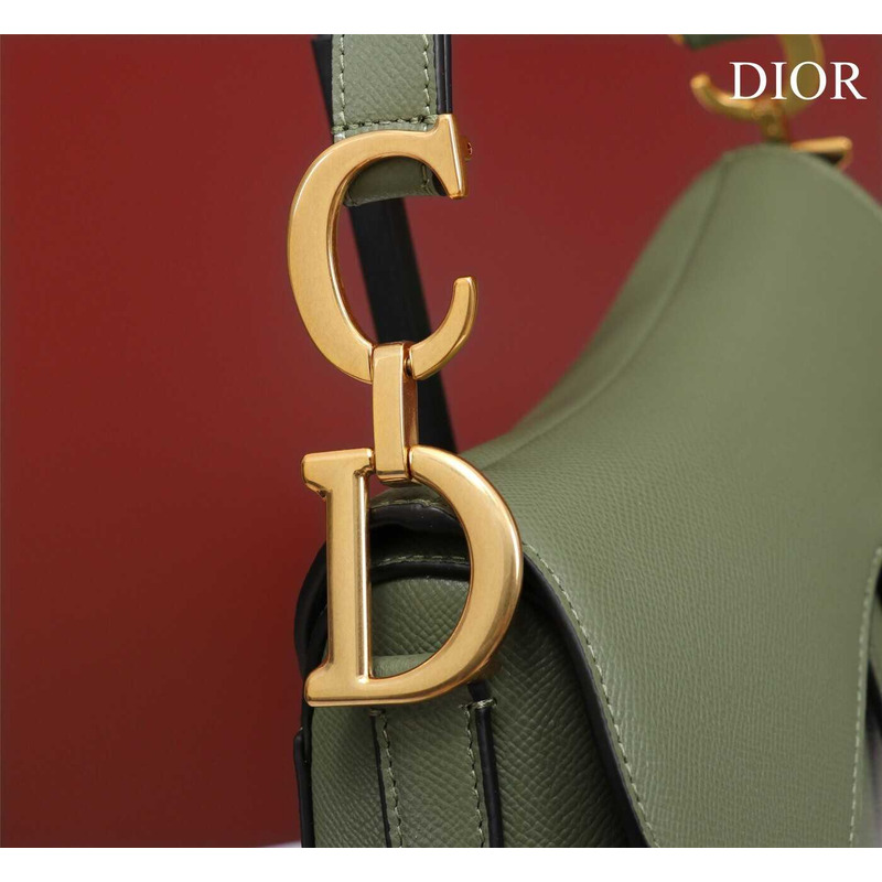 D*or saddle bag in cedar green grained calfskin