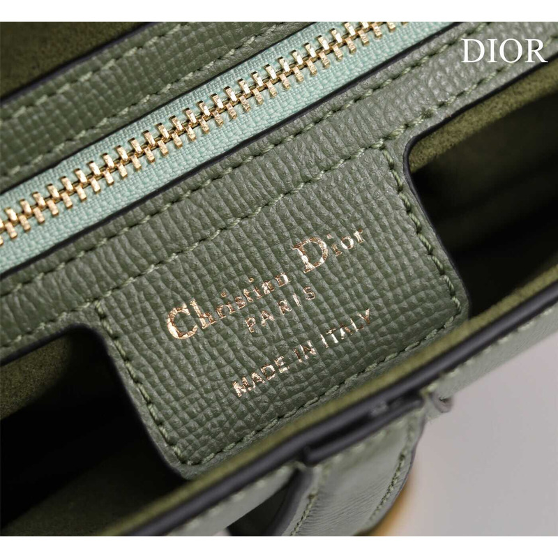 D*or saddle bag in cedar green grained calfskin