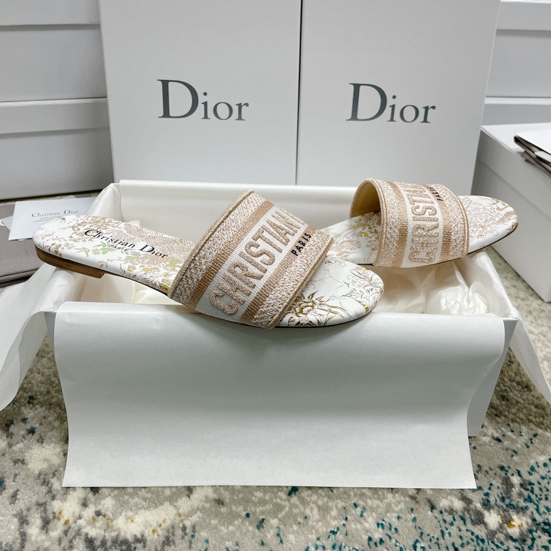 D*or dway slide cotton embroidered white and gold-tone