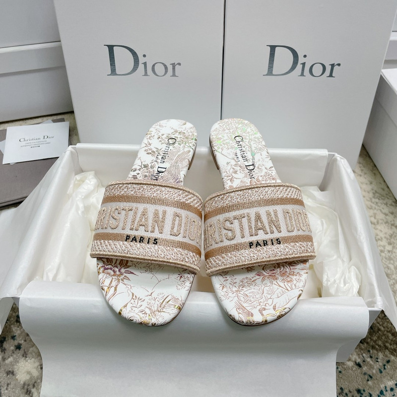 D*or dway slide cotton embroidered white and gold-tone