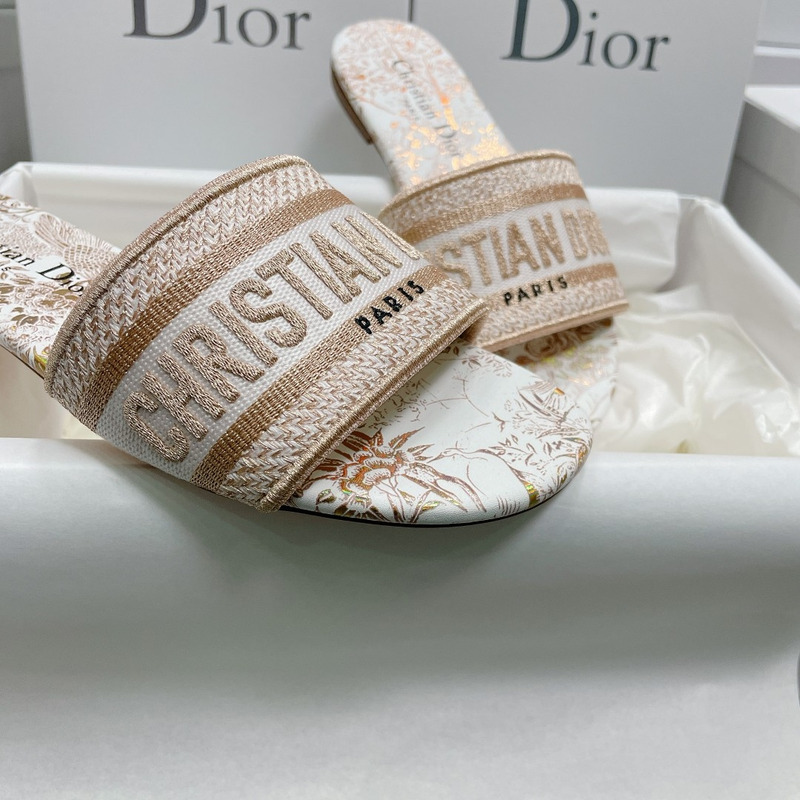 D*or dway slide cotton embroidered white and gold-tone