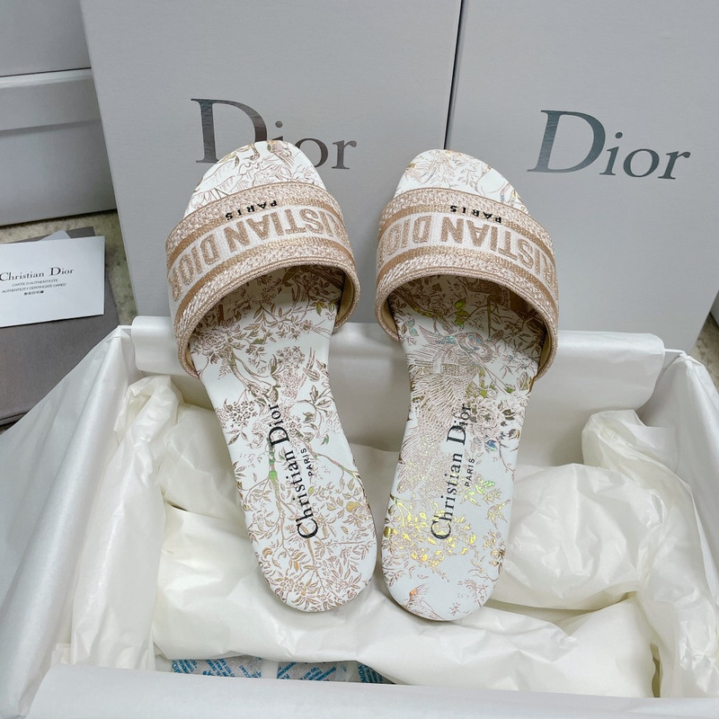 D*or dway slide cotton embroidered white and gold-tone