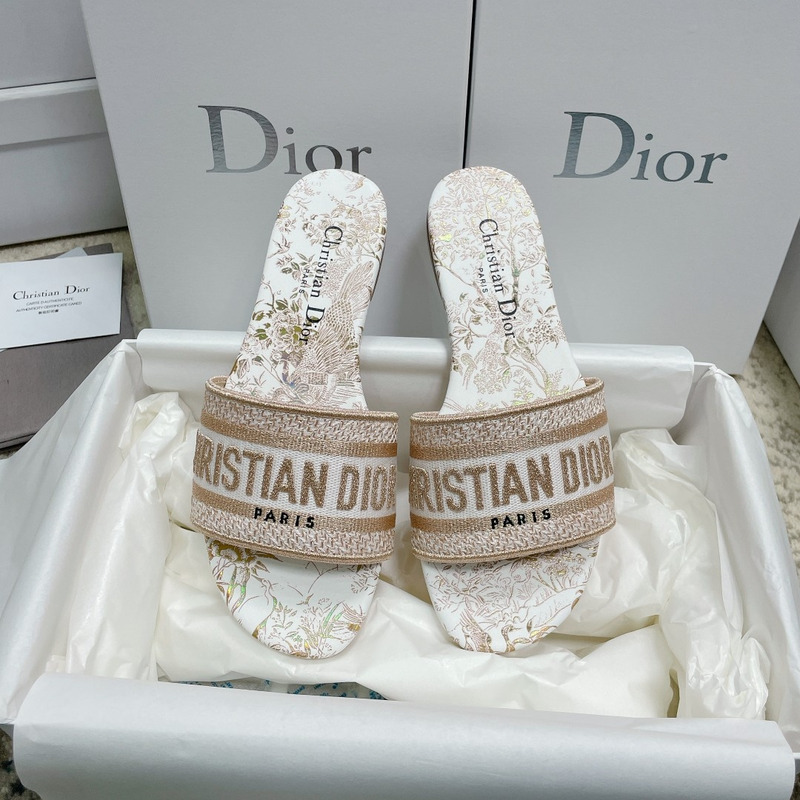 D*or dway slide cotton embroidered white and gold-tone