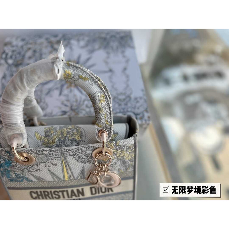 D*or lady-life milky white D*or cnstellation embroidery bag