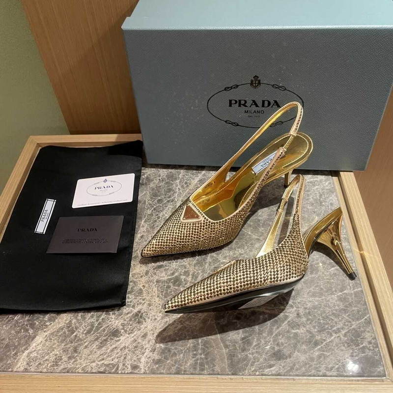 Pra*a platinum slingback with crystals