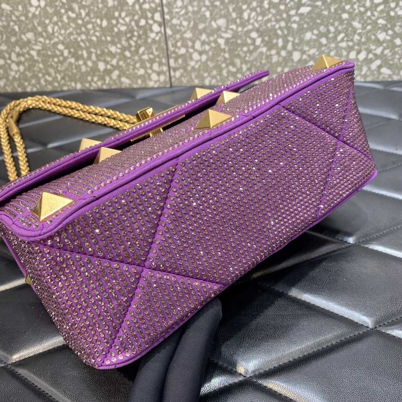 Valentino Garavani Valentino Roman Stud Medium Shoulder Bag Purple