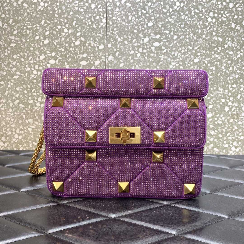 Valentino Garavani Valentino Roman Stud Medium Shoulder Bag Purple