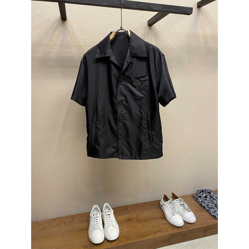 Pra*a cropped shell shirt black