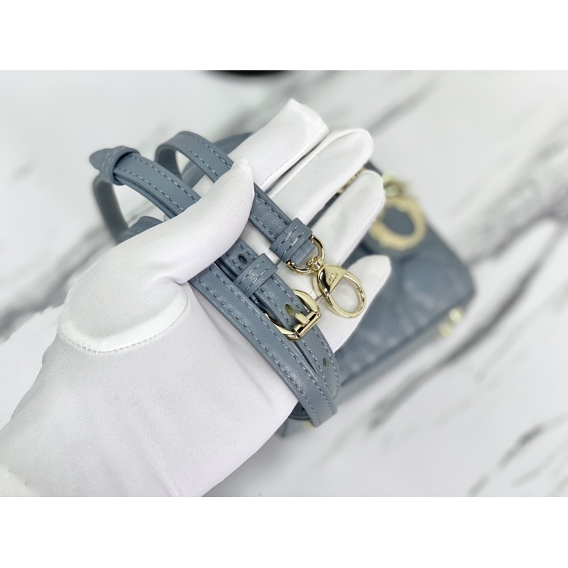 D*or lady D*or micro lambskin mini grey bag