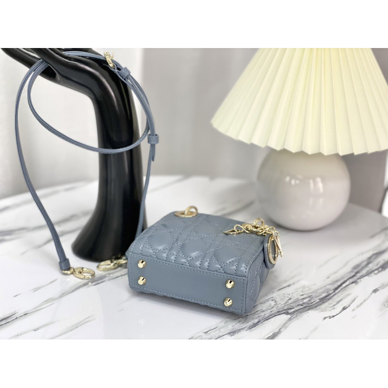 D*or lady D*or micro lambskin mini grey bag