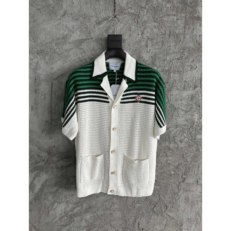 Casablanca Men\''s Green Cotton Crochet Shirt