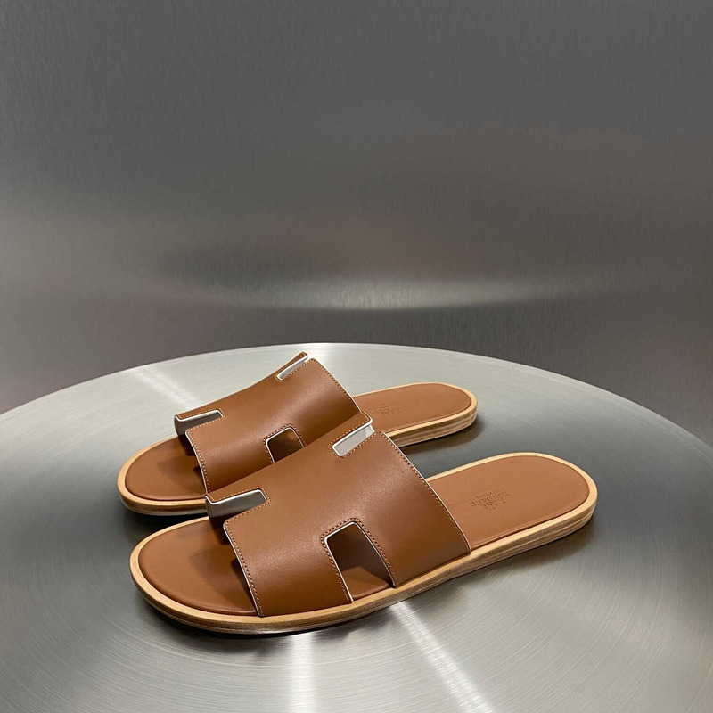 H**mes izmir sandal brown slides