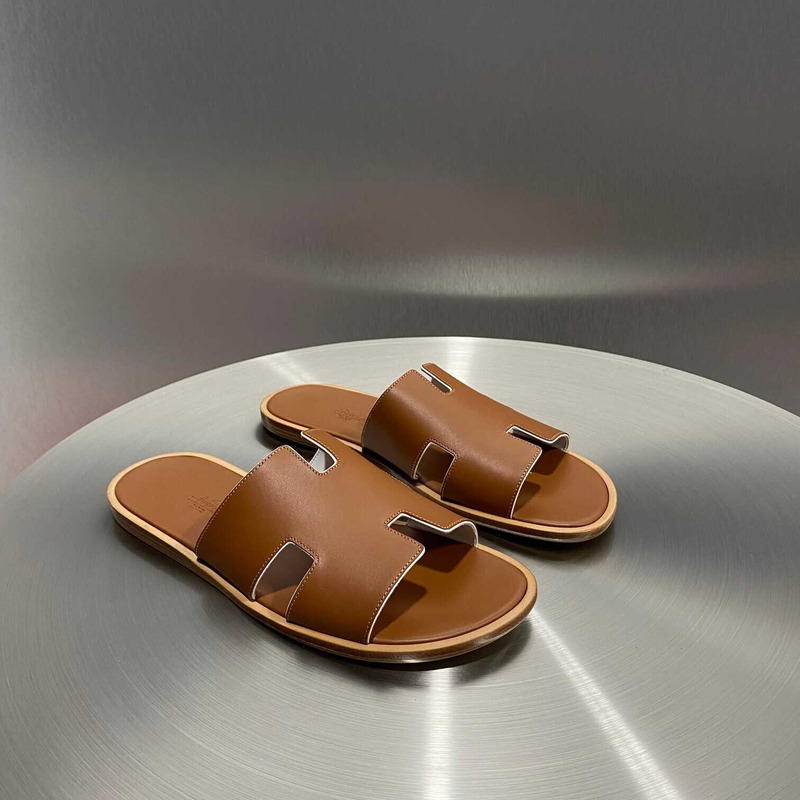 H**mes izmir sandal brown slides