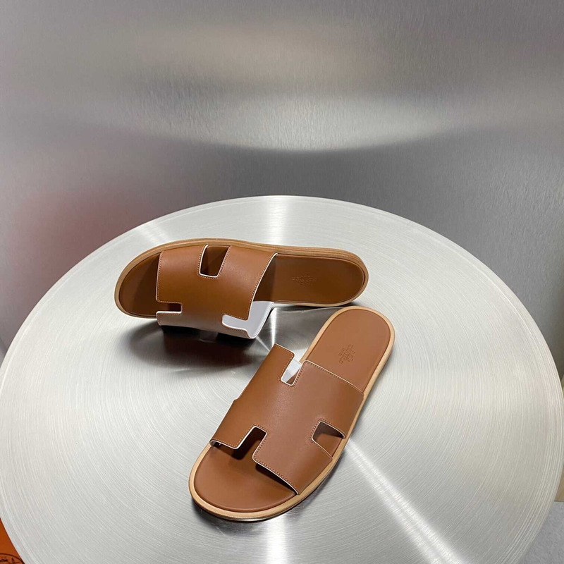 H**mes izmir sandal brown slides