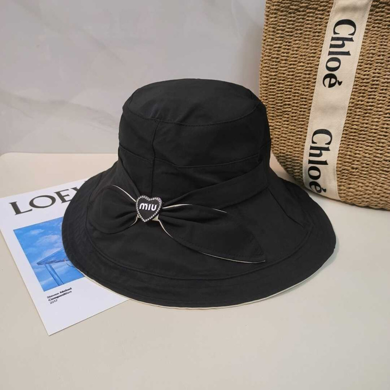 Miu Miu Bow Tie Hat Black