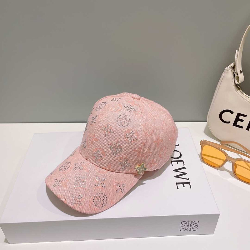 l**is V*t*n monogram jacquard denim baseball cap pink