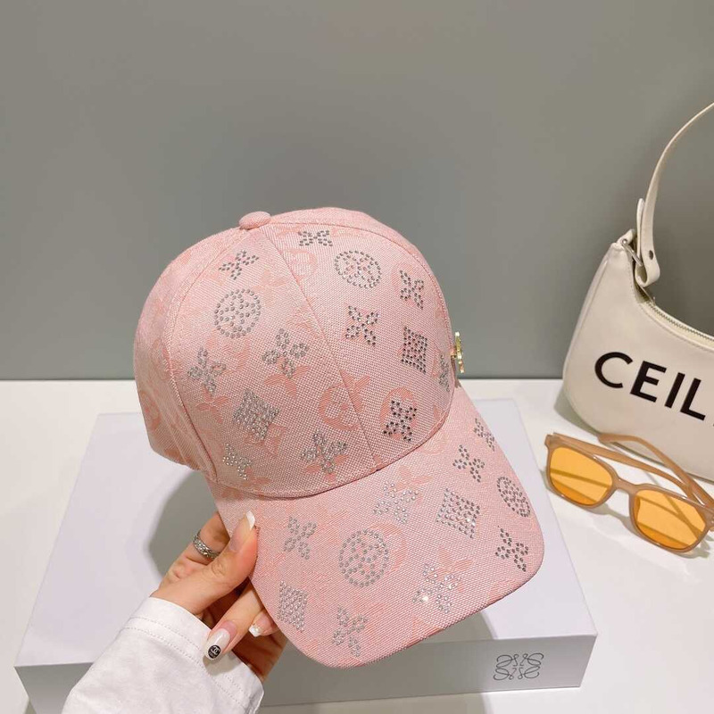 l**is V*t*n monogram jacquard denim baseball cap pink