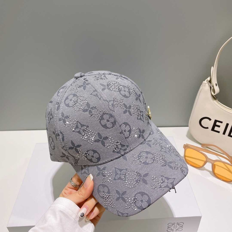 l**is V*t*n monogram jacquard denim baseball cap silver