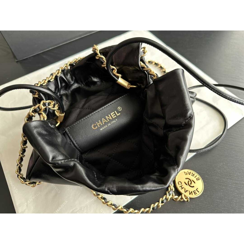 Ch*el  22 mini handbag 22s calfskin black