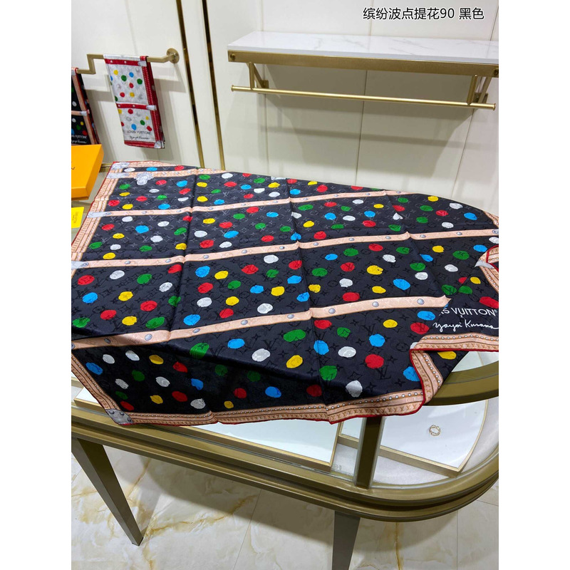 l**is V*t*n lv x yk painted dots monogram shawl black