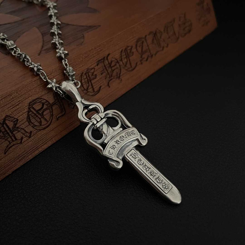 Chrome Heart Sword Pendant Necklace