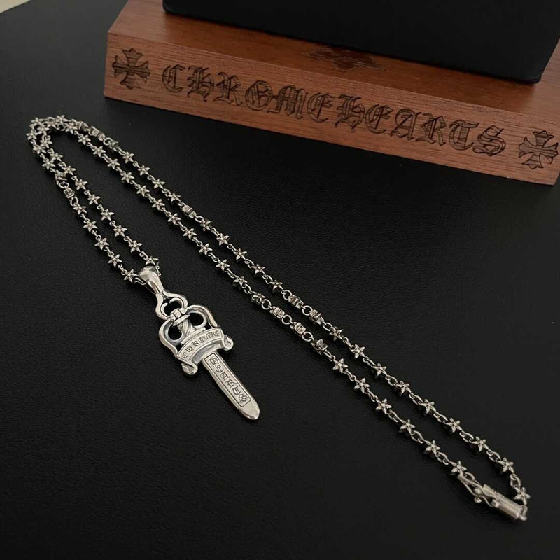 Chrome Heart Sword Pendant Necklace