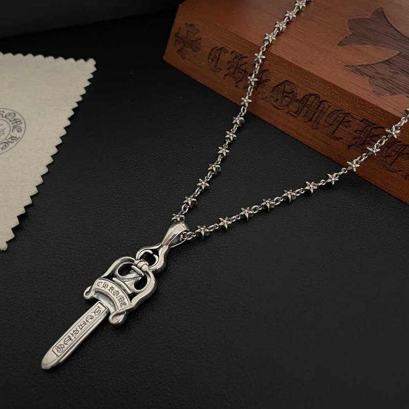 Chrome Heart Sword Pendant Necklace