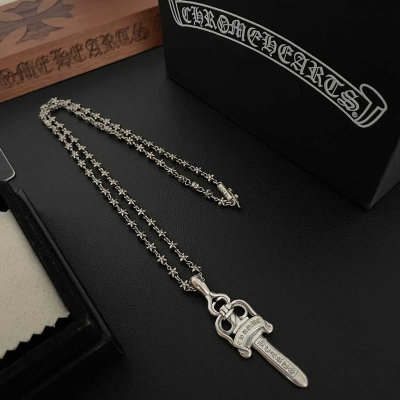 Chrome Heart Sword Pendant Necklace