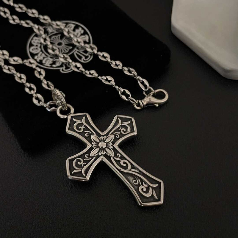 Chrome Heart Crucifixion Print Pendant Necklace