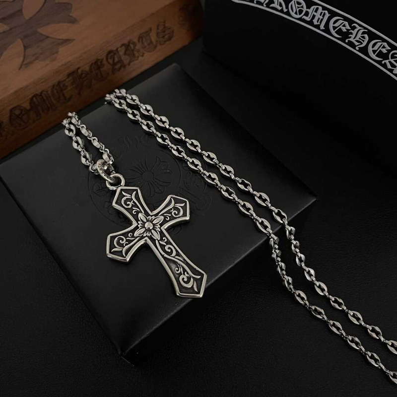 Chrome Heart Crucifixion Print Pendant Necklace