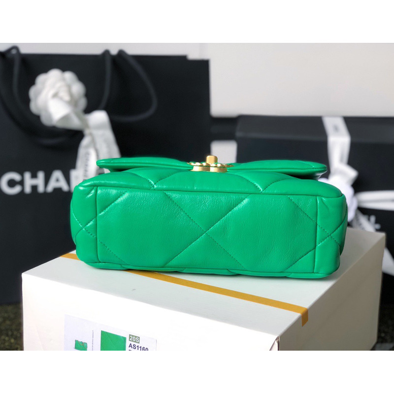 Ch*el 19 small green lambskin bag