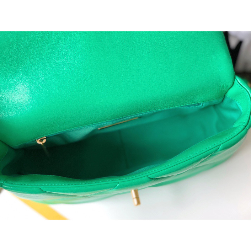 Ch*el 19 small green lambskin bag