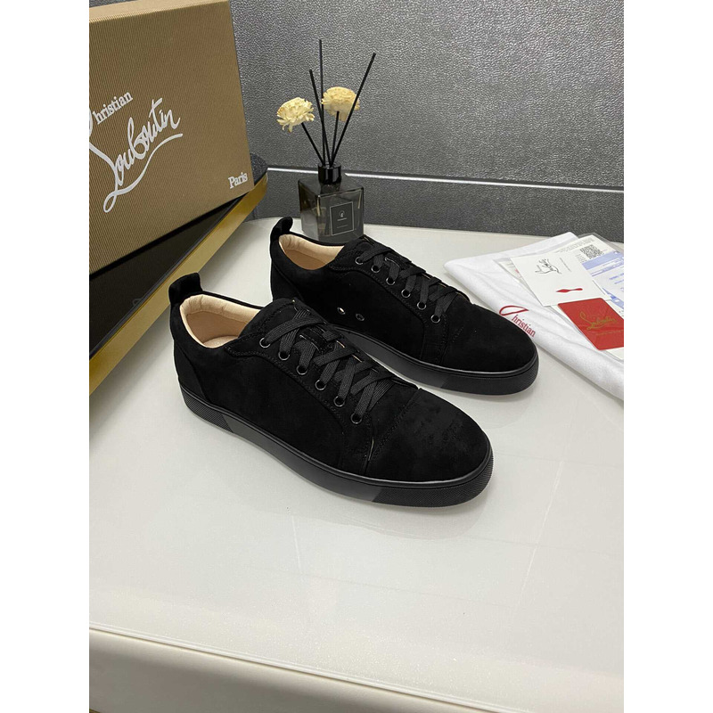 Ch**an louboutin men\''s black l**is junior suede trainers