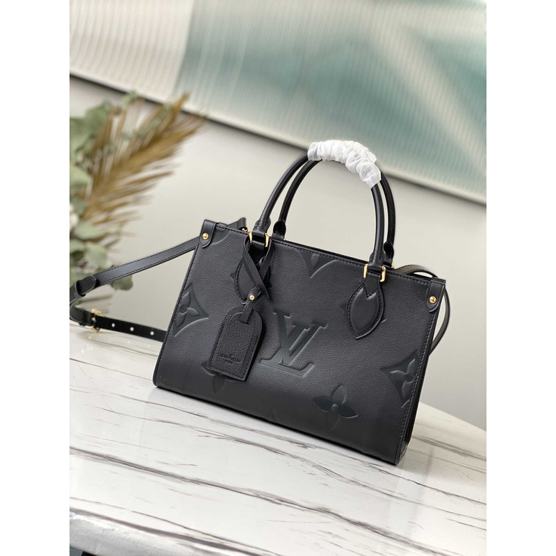 l**is V*t*n onthego pm embossed grain leather handbag black