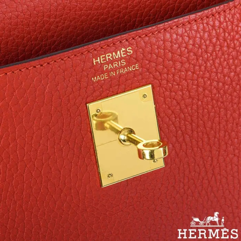 Hermès Kelly 35cm Clemence Rouge Tomate GHW