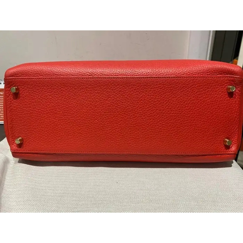 Hermès Kelly 35cm Clemence Rouge Tomate GHW