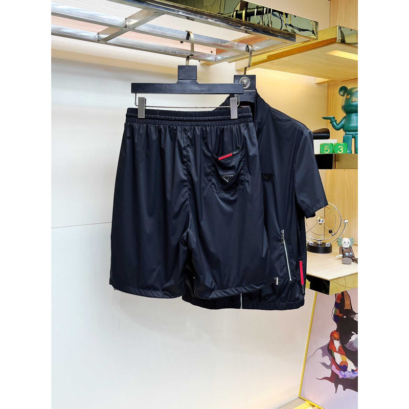 Pra*a re-nylon shirt and shorts black