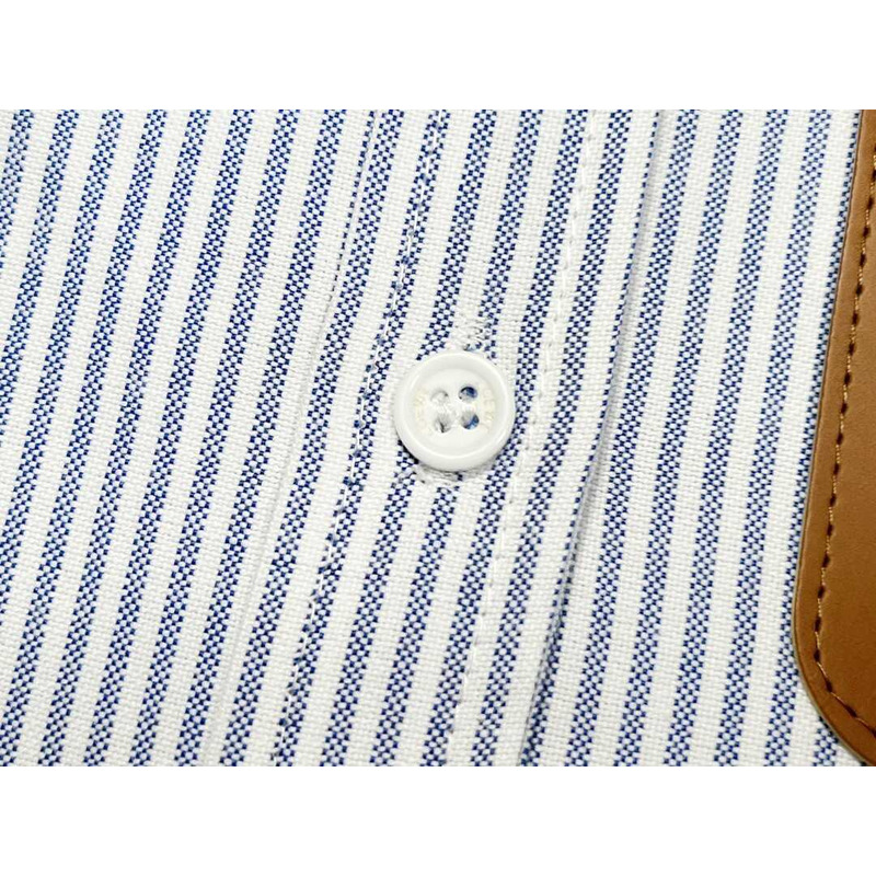 Loewe  Suede-Trimmed Striped Cotton Shirt Blue