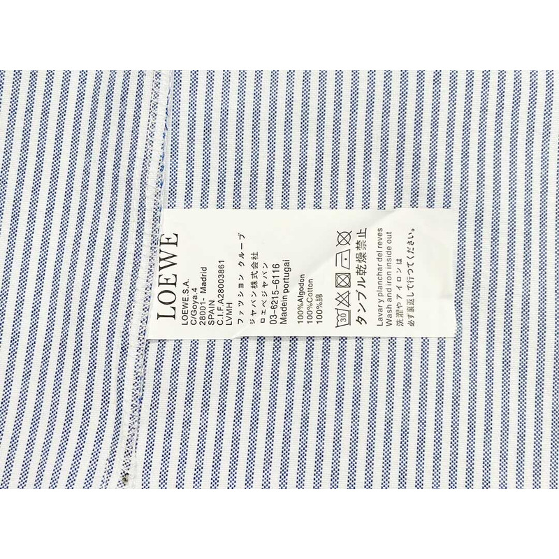 Loewe  Suede-Trimmed Striped Cotton Shirt Blue