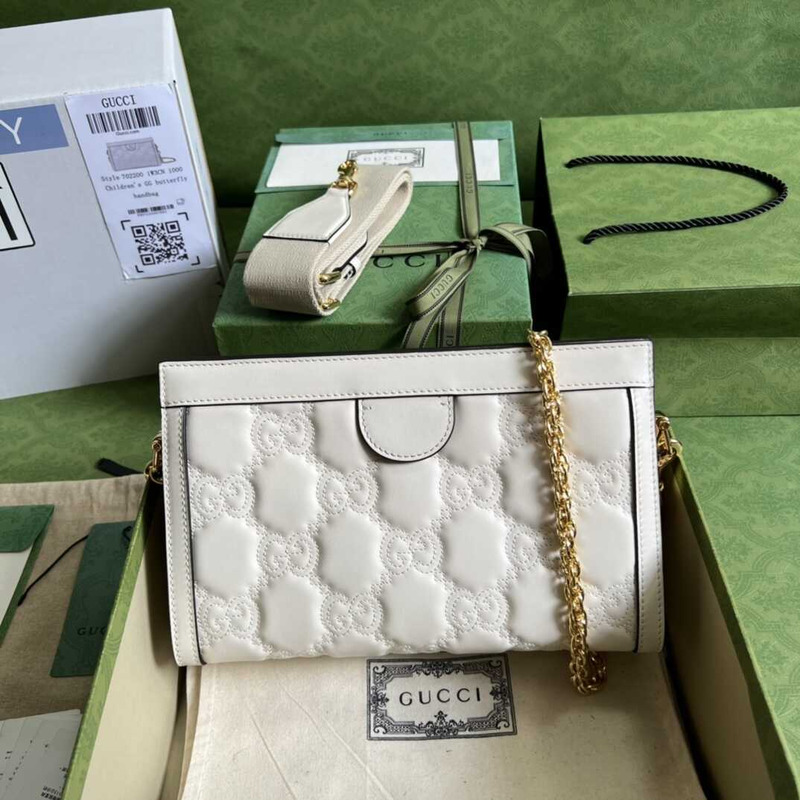 G*u*i gg matelasse small bag white leather