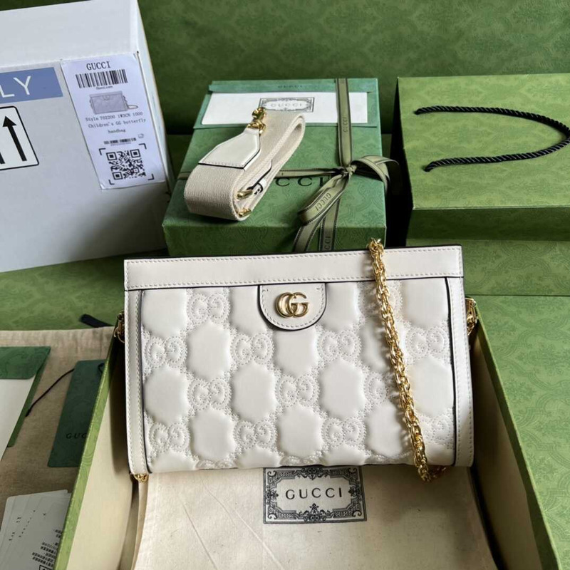 G*u*i gg matelasse small bag white leather