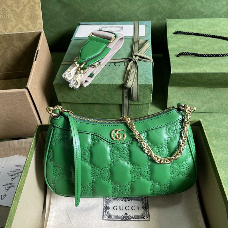 G*u*i gg matelasse leather bag green