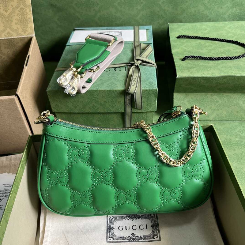 G*u*i gg matelasse leather bag green