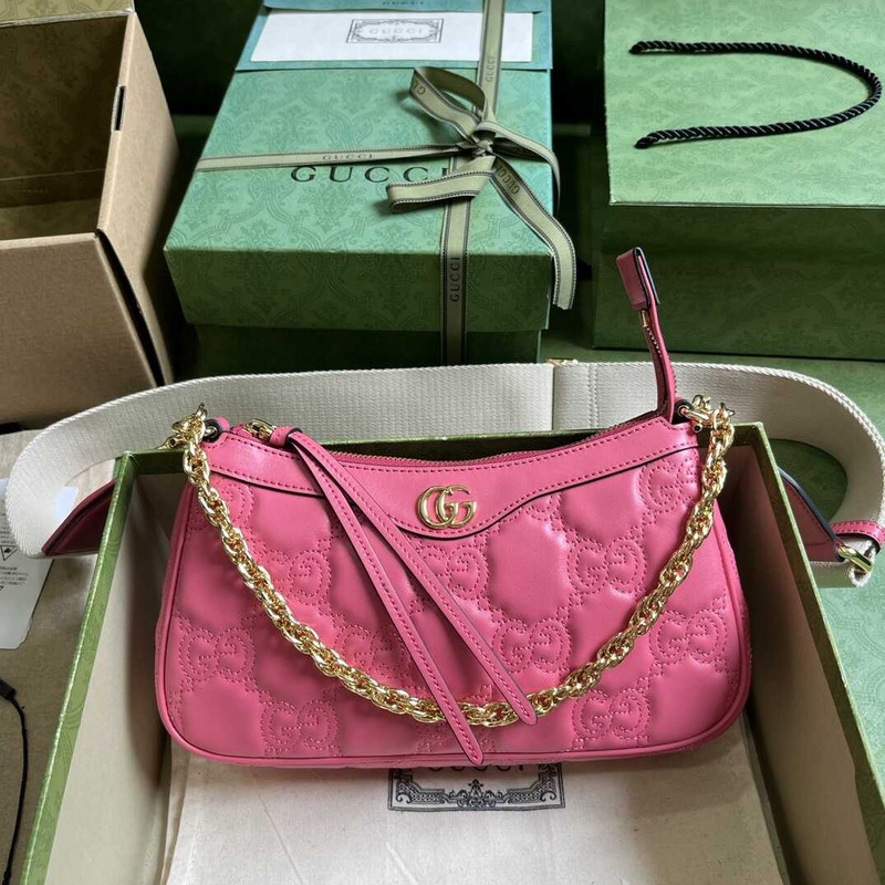 G*u*i gg matelasse leather bag hot pink